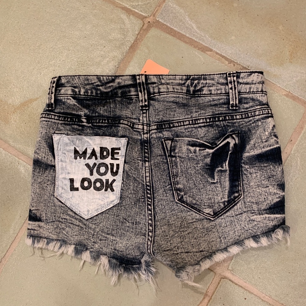 Painted denim shorts